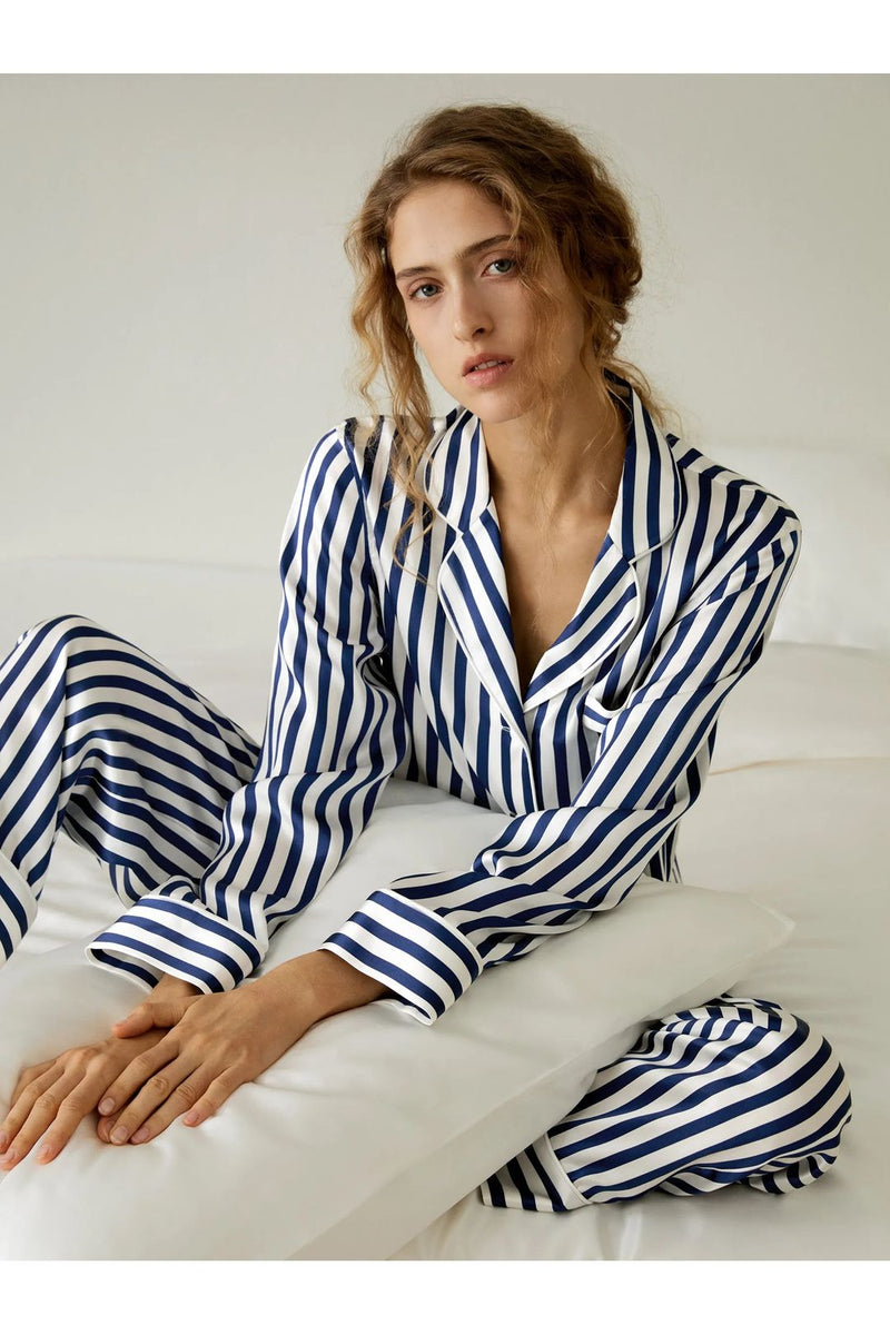 Night Dress for Women Nightwear Stripe Pajama Set Two-Piece