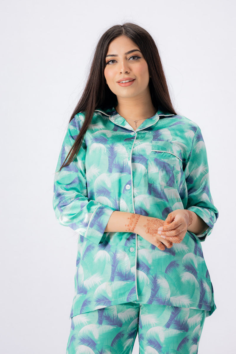 Printed Comfortable & Luxurious Pure Silk Nightwear Pajamas Set