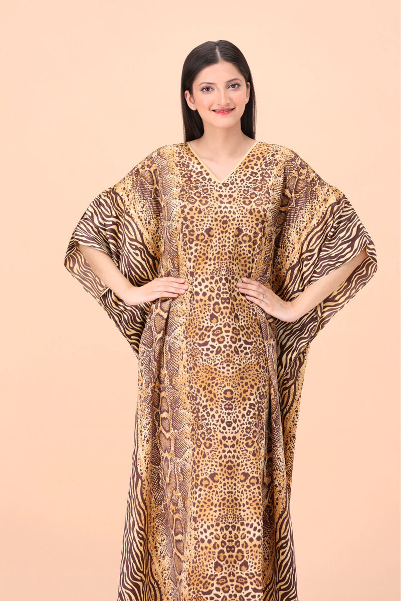 Cheetah Print Vibrant Color Silk Kaftan