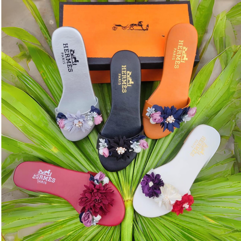 HRMS Floral Slides flat slippers for women