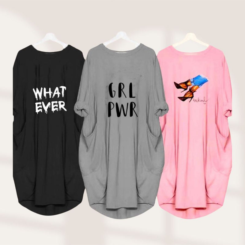 Pack Of 3 Women Cozy Loose Fit Dreams Shirts
