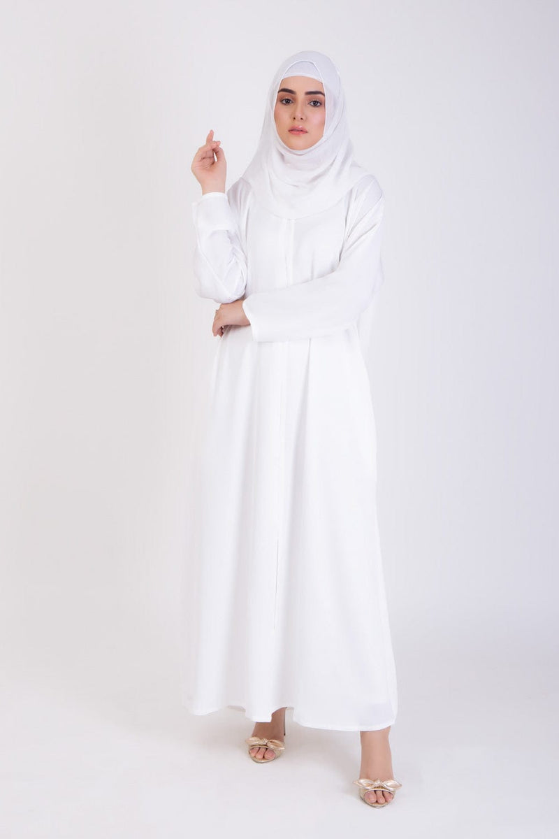 Premium Quality White Abaya With Front Open