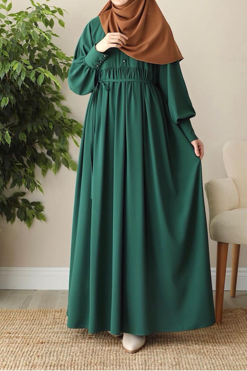 Attire Abaya In Dark Green Color With Stoller