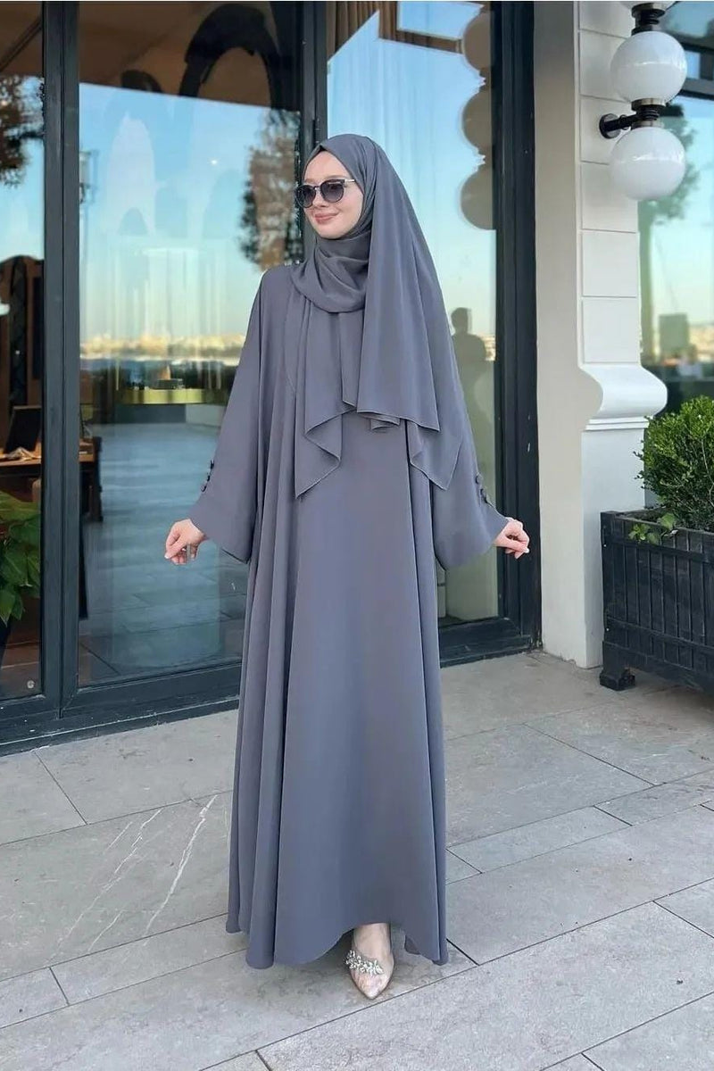 Arabic Grey abaya With Stoller In Georgette Fabric