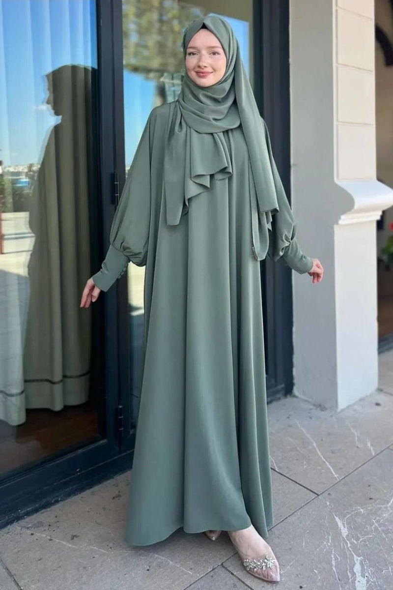 Olive Green abaya With Stoller In Georgette Fabric