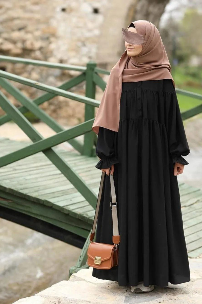 New Elegant Black Abaya with Stoller in Georgette Fabric